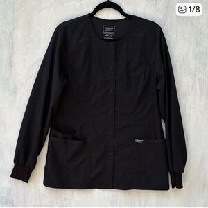 Cherokee button front scrub utility jacket sz Medium Black